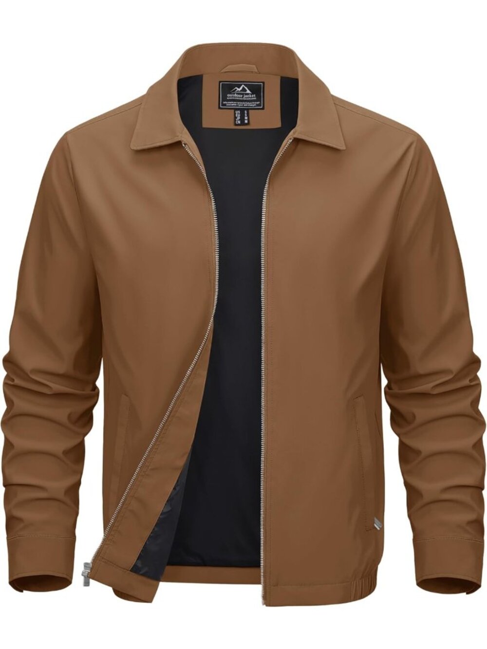 Lightweight Full Zip Men's Casual Windbreaker Jacket with Pockets & Laydown